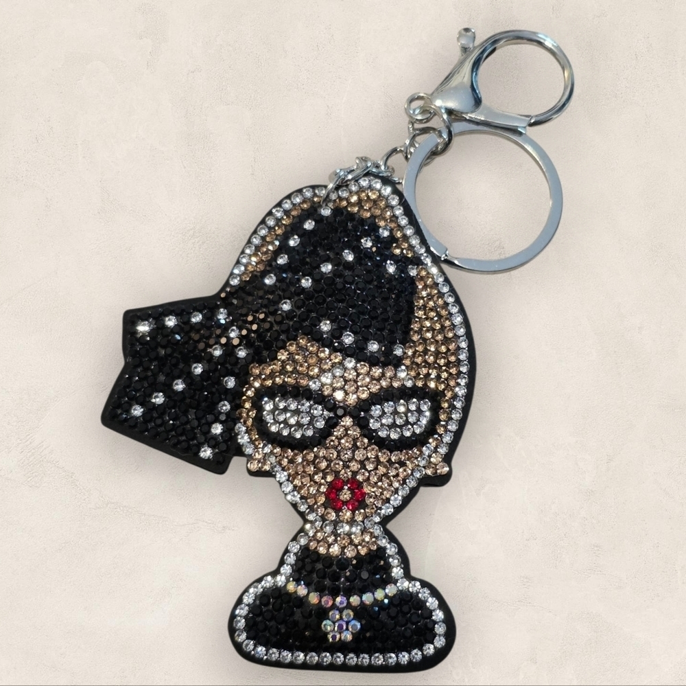 Stylish Black and Gold Lady Bag Charm Keychain